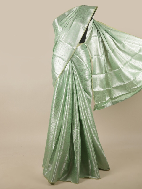 

Pothys Green & Silver-Toned Woven Design Zari Jute Silk Saree