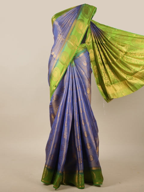 

Pothys Blue & Green Woven Design Zari Jute Silk Saree