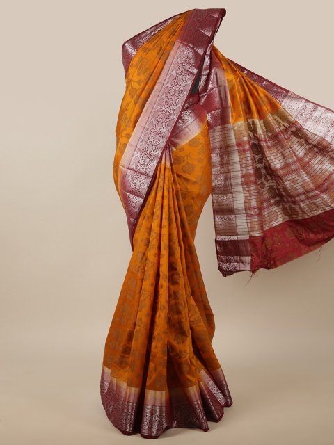 

Pothys Mustard & Maroon Woven Design Zari Jute Silk Saree