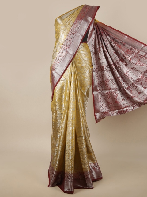 

Pothys Mustard & Brown Woven Design Zari Jute Silk Saree