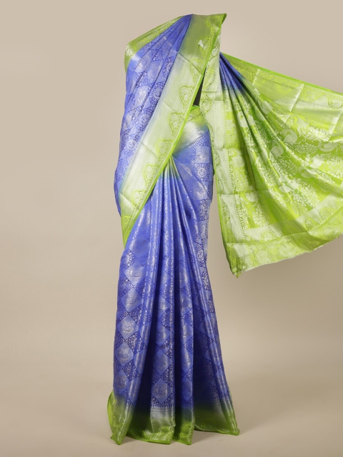 

Pothys Blue & Green Ethnic Motifs Zari Jute Silk Saree