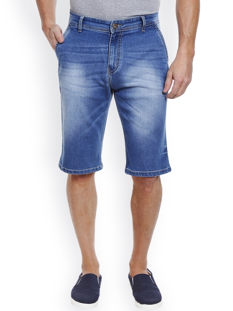 

High Star Men Blue Washed Slim Fit Denim Shorts