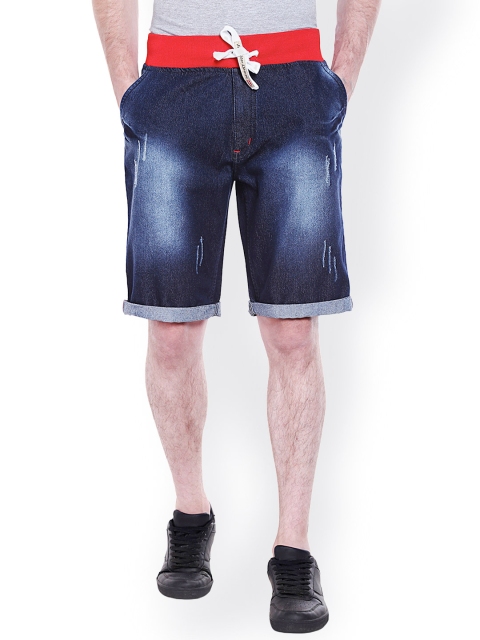 

High Star Men Blue Washed Slim Fit Denim Shorts