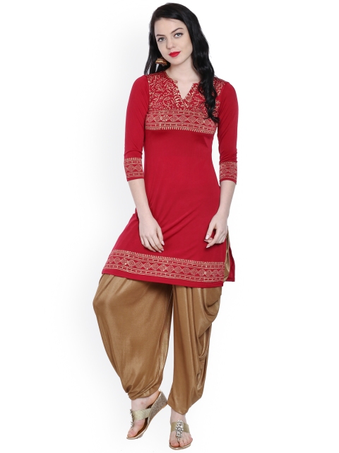 

Ira Soleil Maroon Printed Kurta
