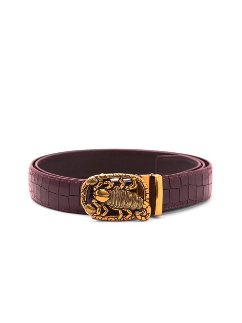 

BANGE Men Red Textured Genuine Leather Belt