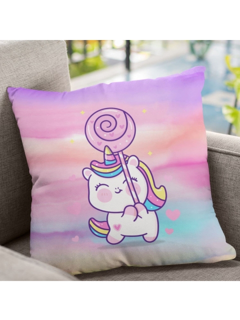 

GOJI Purple & White Baby Unicorn Printed Square Cushion With Cover