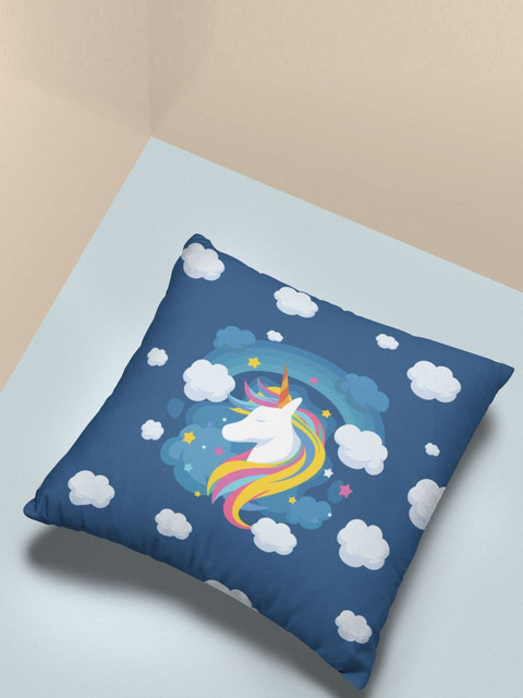 

GOJI Blue & White Unicorn Printed Square Cushion