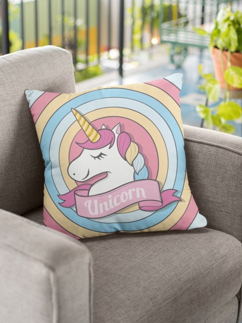 

GOJI Blue & Pink Unicorn Printed Square Cushion