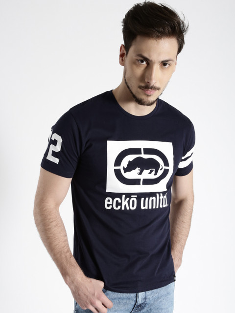 

Ecko Unltd Men Navy Blue & White Printed T-shirt
