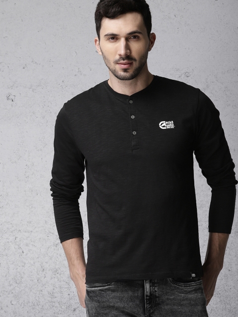 

Ecko Unltd Men Black Solid Henley T-shirt