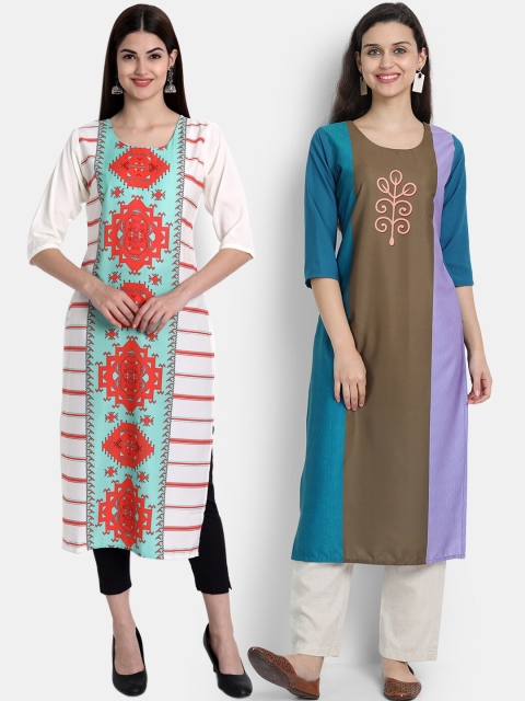

Ethnic basket Women Pack of 2 Printed Crepe Kurtas, Multi