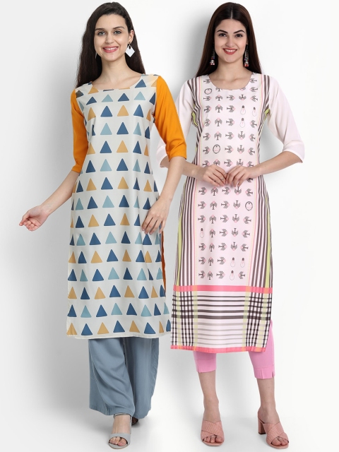 

Ethnic basket Women Multicoloured Set Of 2 Digital Printed Crepe Kurta, Multi