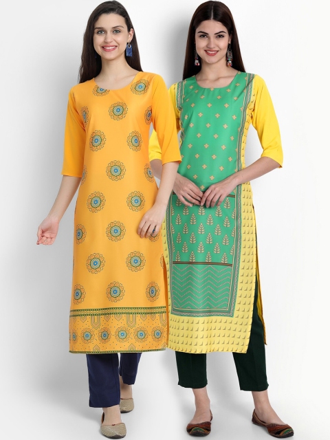 

Ethnic basket Women Pack-2 Ethnic Motifs Printed Floral Crepe Kurta, Multi