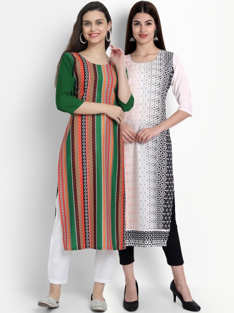 

Ethnic basket Women Multicoloured Set Of 2 Floral Digital Printed Floral Crepe Kurta, Multi