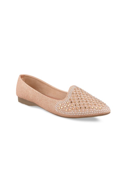 

Stelatoes Women Champagne Embellished Leather Party Ballerinas Flats