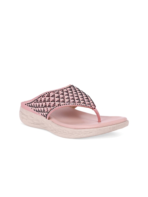 

Stelatoes Women Pink Embellished T-Strap Flats