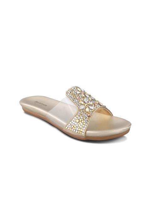 

Stelatoes Women Gold-Toned Embellished Open Toe Flats