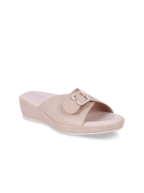 

Stelatoes Women Cream-Coloured Textured Open Toe Flats with Buckles