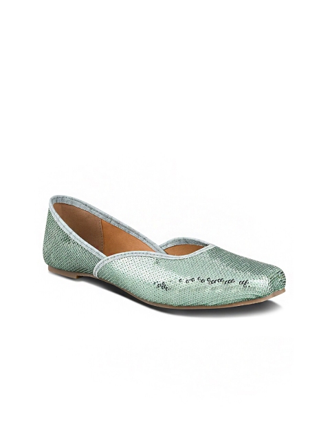 

Stelatoes Women Green Embellished Ethnic Mojaris Flats