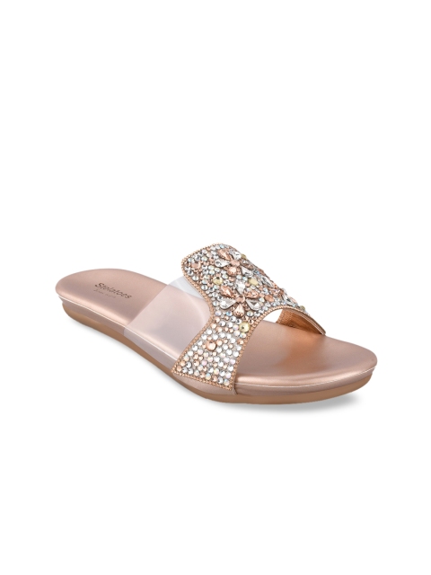 

Stelatoes Women Champagne Embellished Ethnic Open Toe Flats