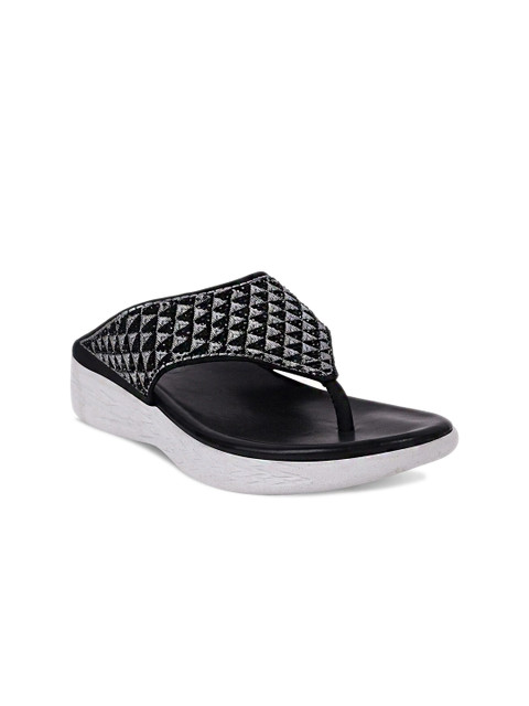 

Stelatoes Women Black Embellished T-Strap Flats