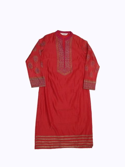 

Biba Women Rust & Pink Printed Kurta with Churidar & Dupatta