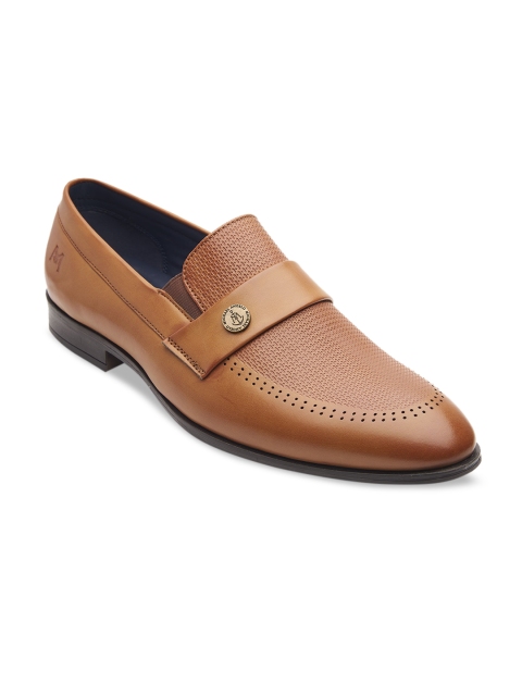 

MICHAEL ANGELO Men Tan Brown Textured Formal Loafers