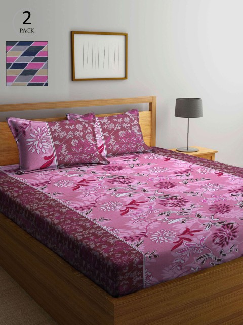 

KLOTTHE Multicoloured Floral 210 TC 2 Queen Bedsheet with 4 Pillow Covers, Multi
