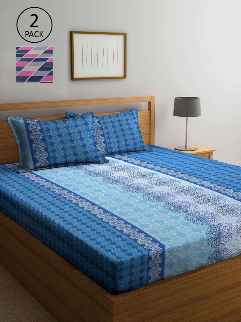 

KLOTTHE Multicoloured Geometric 210 TC 2 Queen Bedsheet with 4 Pillow Covers, Multi