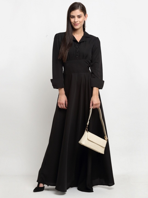

emeros Women Black Pleated Maxi Dress