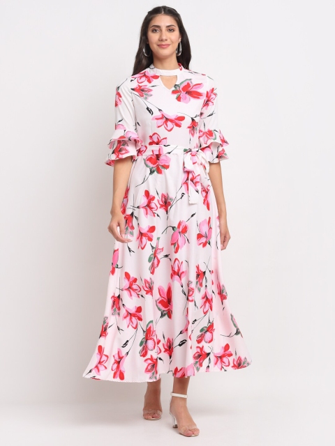 

emeros Woman White Floral Crepe Maxi Dress