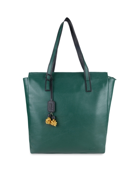 

Vdesi Woman Green PU Oversized Structured Tasselled Tote Bag