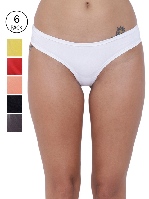 

BASIICS by La Intimo Women Pack of 6 Semi-Seamless Bikini Briefs - BCPSS020F0MC, White