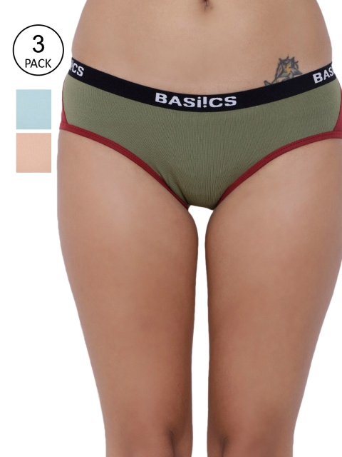 

BASIICS by La Intimo Women Set Of 3 Multicoloured Hipster Briefs BCPHP010CDKL, Multi