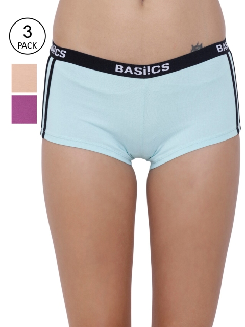 

BASIICS by La Intimo Women Pack of 3 Boy Shorts Briefs - BCPBS020CEKL, Peach