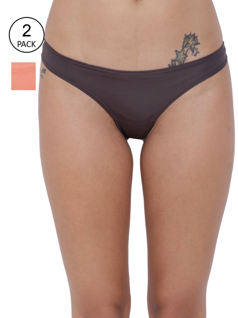 

BASIICS by La Intimo Pack of 2 Grey & Peach Spiffy Semi Seamless Panty