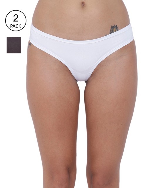 

BASIICS by La Intimo Pack of 2 White & Grey Amor Love Semi Seamless Panty