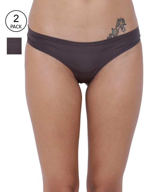 

BASIICS by La Intimo Women Grey Pack of 2 Seamless Panty