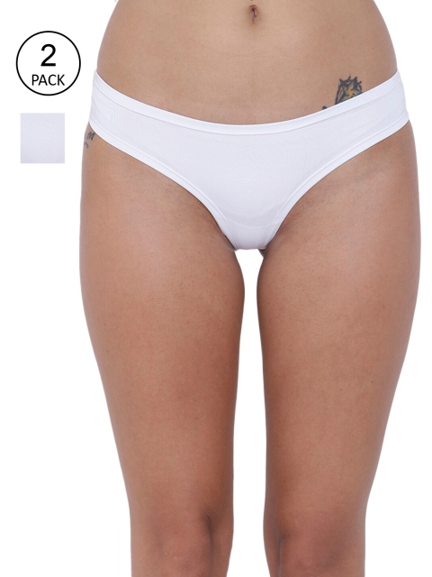 

BASIICS by La Intimo Women Pack of 2 Semi-Seamless Bikini Briefs - BCPSS020B055, White