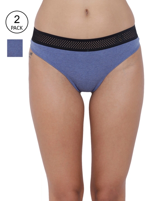 

BASIICS by La Intimo Women Pack of 2 Blue Thongs BCPTH020B077