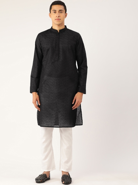

Molly & Michel Men Black Solid Kurta