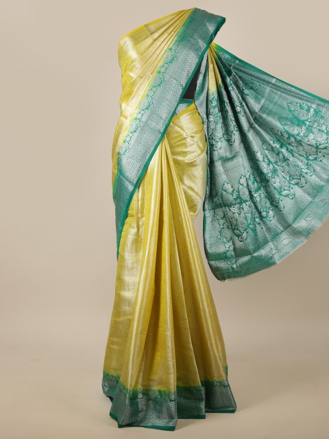 

Pothys Yellow & Green Woven Design Zari Jute Silk Saree