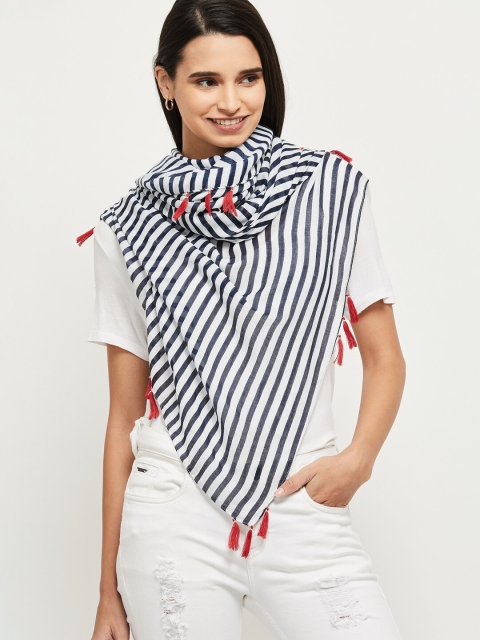 

max Women White & Black Striped Stole