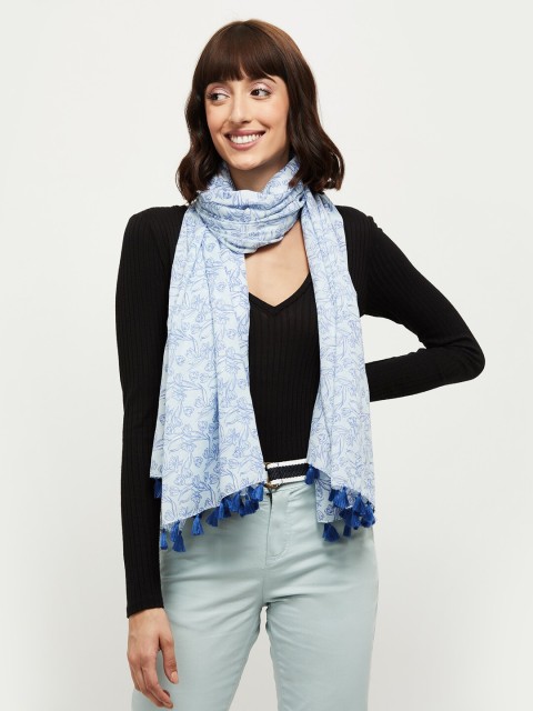 

max Women Blue Printed Stole