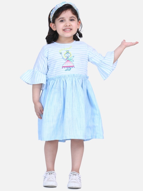 

LilPicks Blue & Pink Striped Dress