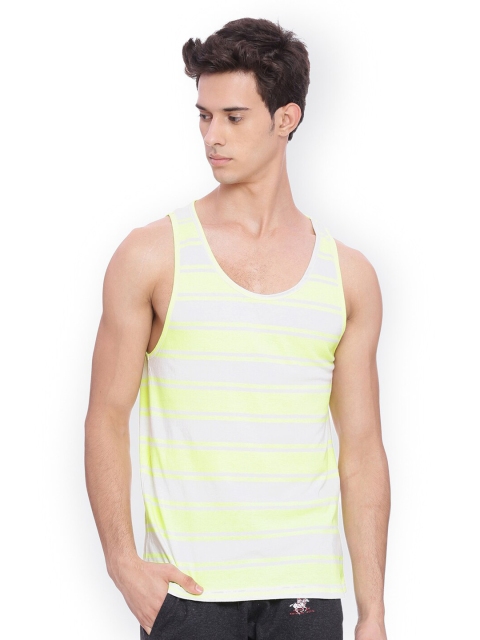 

Masculino Latino Men Yellow Striped Training or Gym T-shirt