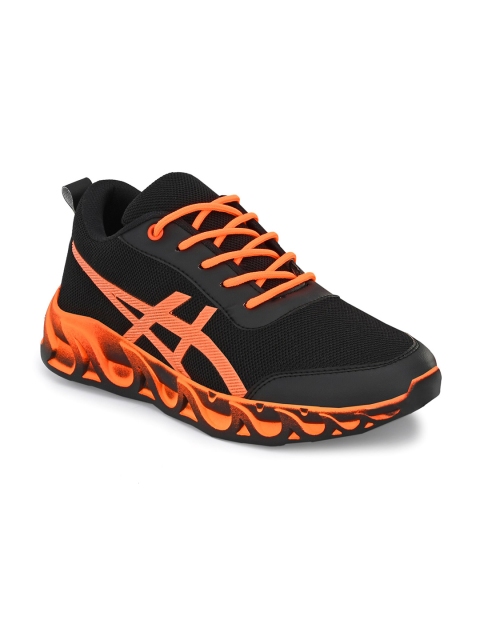 

DERBY KICKS Men Black & Orange Mesh Walking Shoes