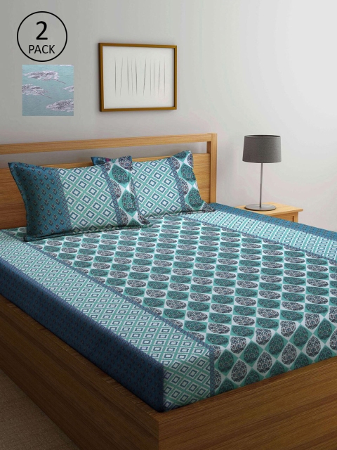 

KLOTTHE Multicoloured Geometric 210 TC 2 Queen Bedsheet with 4 Pillow Covers, Multi
