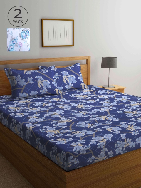 

KLOTTHE Multicoloured Floral 210 TC 2 Queen Bedsheet with 4 Pillow Covers, Multi