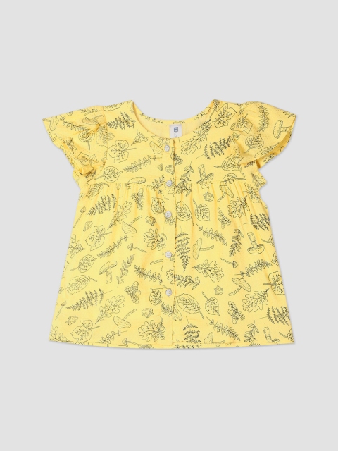 

Cherokee Yellow Tropical Printed A-line Regular Fit Cotton Top